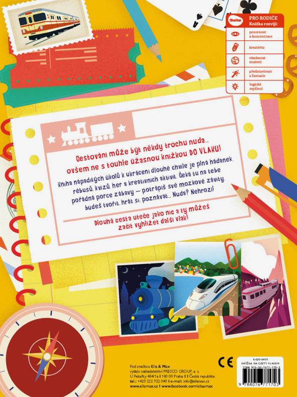 ELLA & MAX Kniha na cesty vlakom - Stop nude: kvízy, hádanky, hry