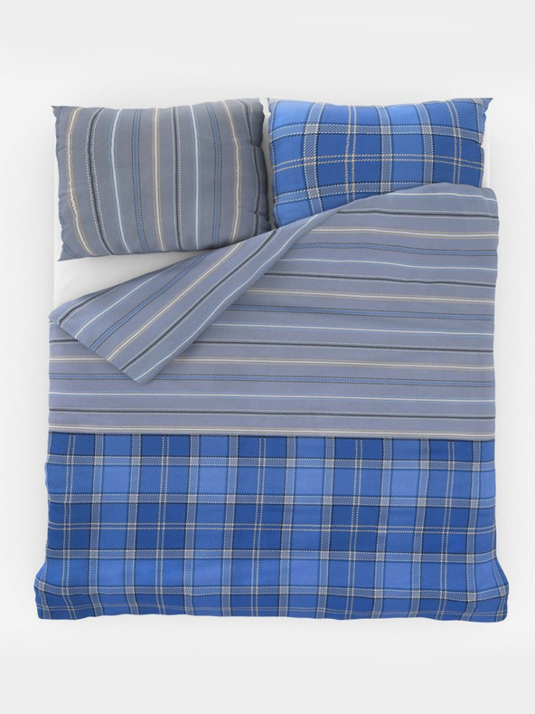 Kvalitex Francúzska bavlnená posteľná bielizeň DELUX 220x200, 70x90cm CAMPUS modrá