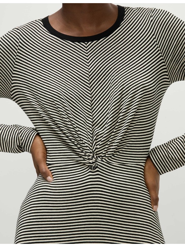 Marks & Spencer Okrúhly výstrih džersejové midi šaty s rukávmi a krížom vpredu Marks & Spencer čierne