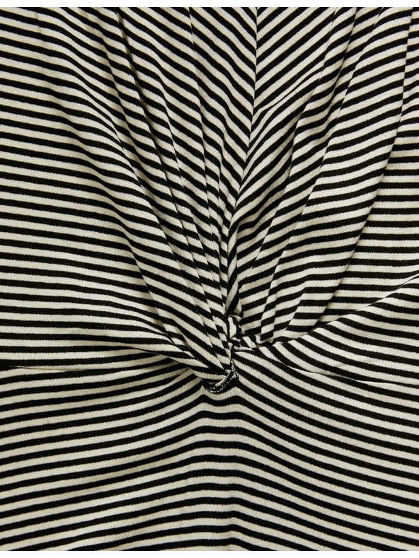 Marks & Spencer Okrúhly výstrih džersejové midi šaty s rukávmi a krížom vpredu Marks & Spencer čierne