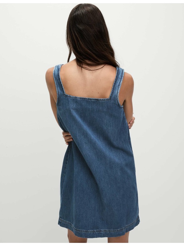 Marks & Spencer Splývavé džínsové mini šaty z čistej bavlny Marks & Spencer námornícka modrá