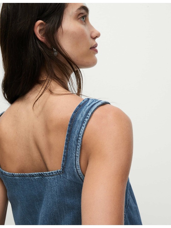 Marks & Spencer Splývavé džínsové mini šaty z čistej bavlny Marks & Spencer námornícka modrá