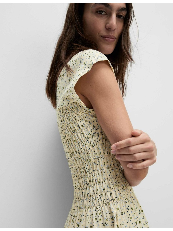 Marks & Spencer Splývavé riasené midi šaty z čistej bavlny Marks & Spencer smotanová