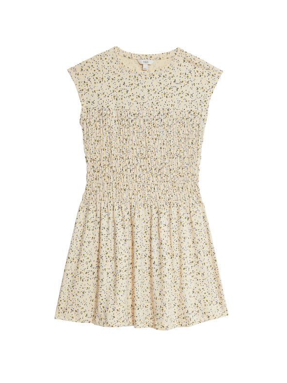 Marks & Spencer Splývavé riasené midi šaty z čistej bavlny Marks & Spencer smotanová