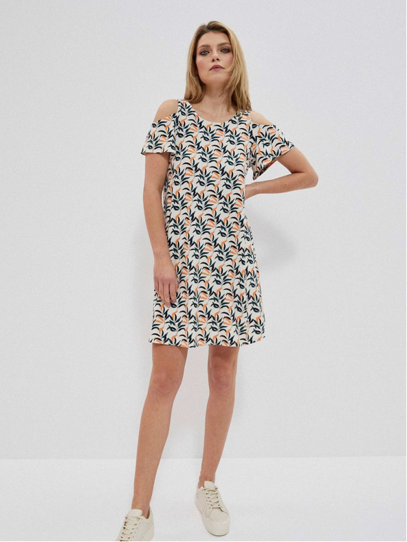 Moodo Biele dámske vzorované šaty Moodo