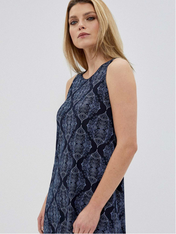 Moodo Tmavomodré dámske vzorované šaty Moodo