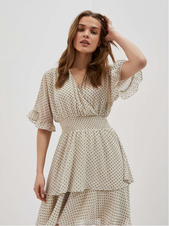 Moodo Čierno-béžové dámske bodkované šaty Moodo