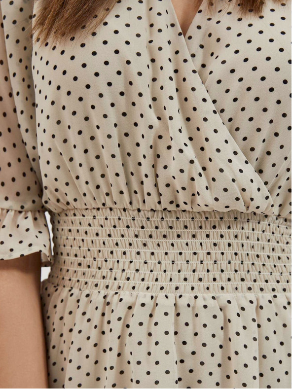 Moodo Čierno-béžové dámske bodkované šaty Moodo