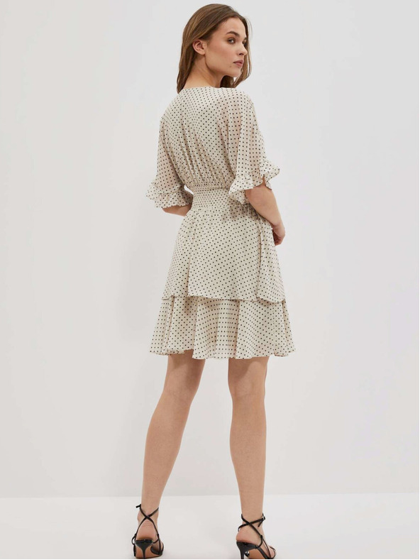 Moodo Čierno-béžové dámske bodkované šaty Moodo