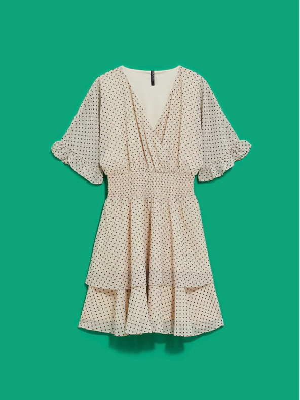 Moodo Čierno-béžové dámske bodkované šaty Moodo