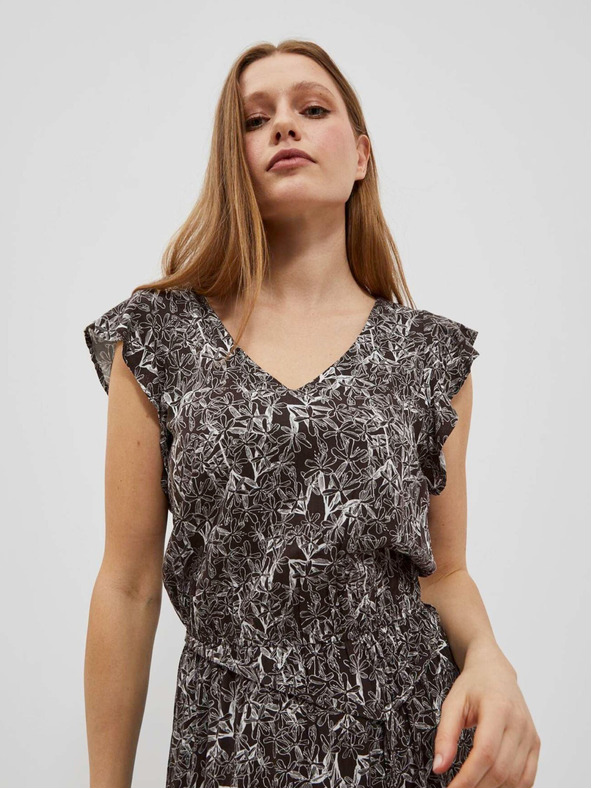 Moodo Bielo-hnedé dámske kvetované šaty Moodo