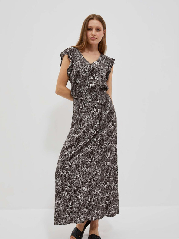 Moodo Bielo-hnedé dámske kvetované šaty Moodo