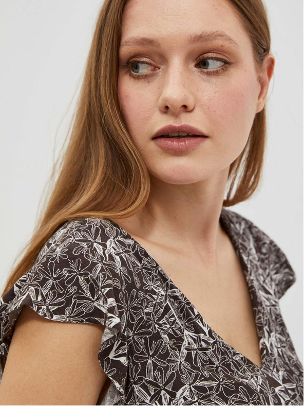 Moodo Bielo-hnedé dámske kvetované šaty Moodo