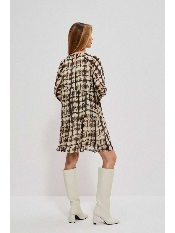 Moodo Hnedé a béžové dámske vzorované šaty Moodo