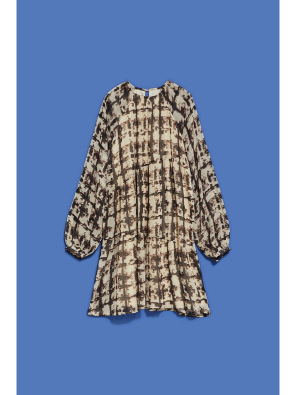 Moodo Hnedé a béžové dámske vzorované šaty Moodo