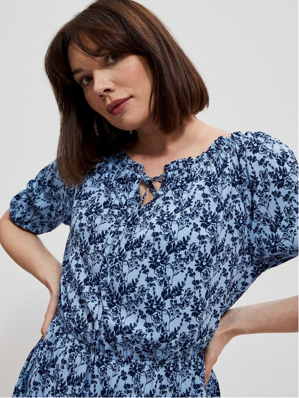 Moodo Modré dámske kvetinové šaty Moodo