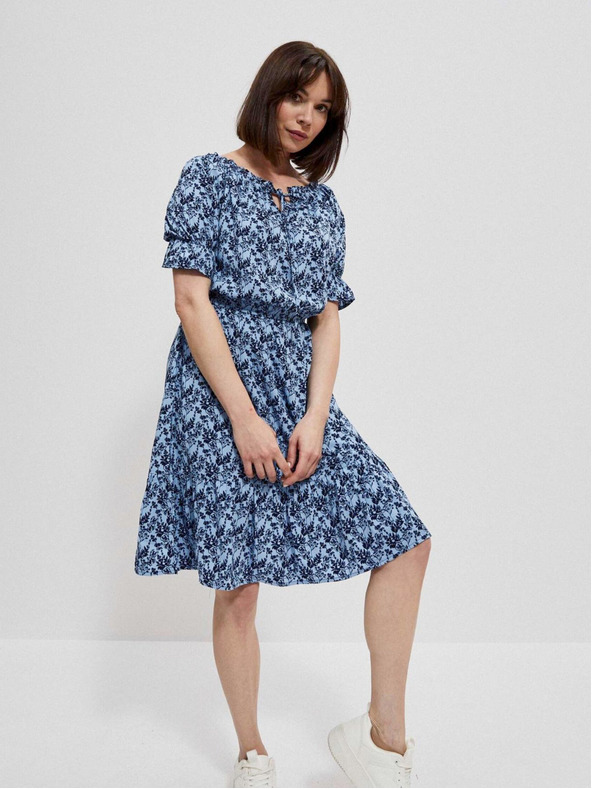 Moodo Modré dámske kvetinové šaty Moodo