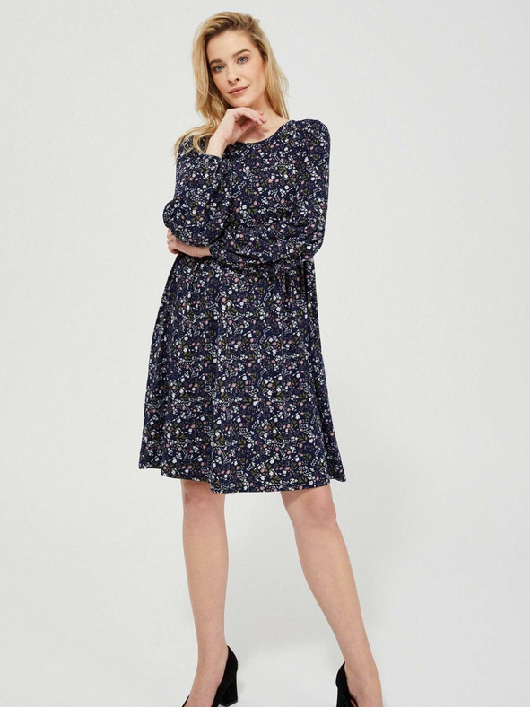Moodo Tmavomodré dámske kvetinové šaty Moodo