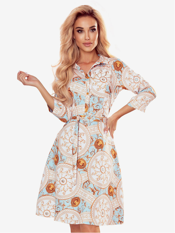 numoco Šaty - biele a zlaté kruhy Numoco SANDY