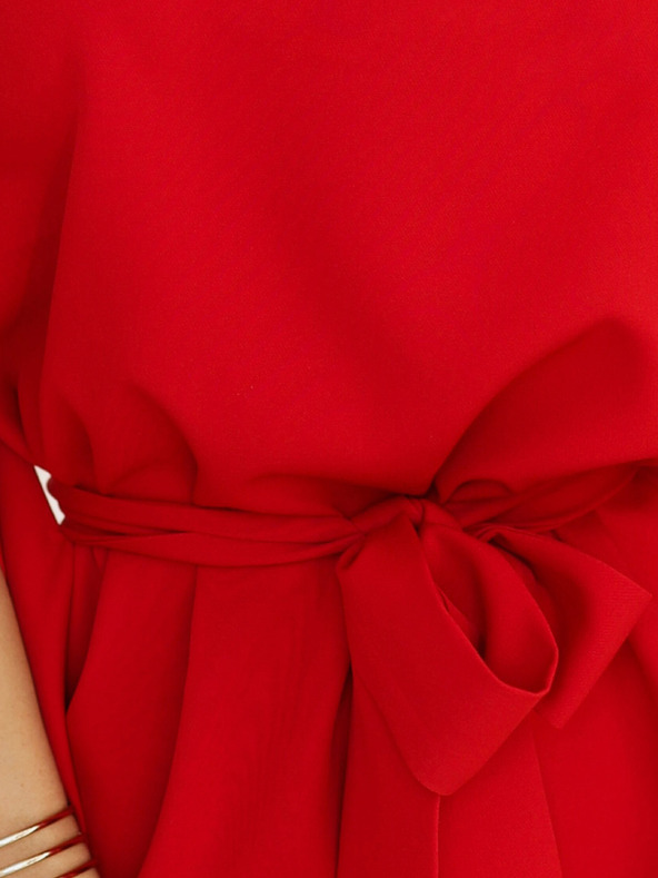 numoco Červené dámske šaty s opaskom Numoco