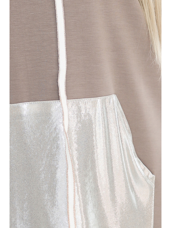 numoco Klokanie šaty s kapucňou a kovovými detailmi - Mocha Mousse Numoco