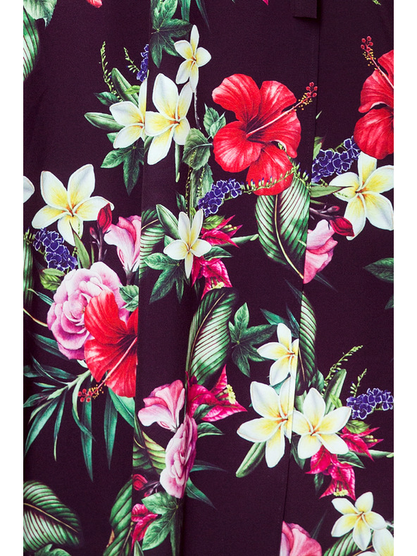 numoco Čierne dámske dlhé kvetinové šaty s volánovým výstrihom Numoco