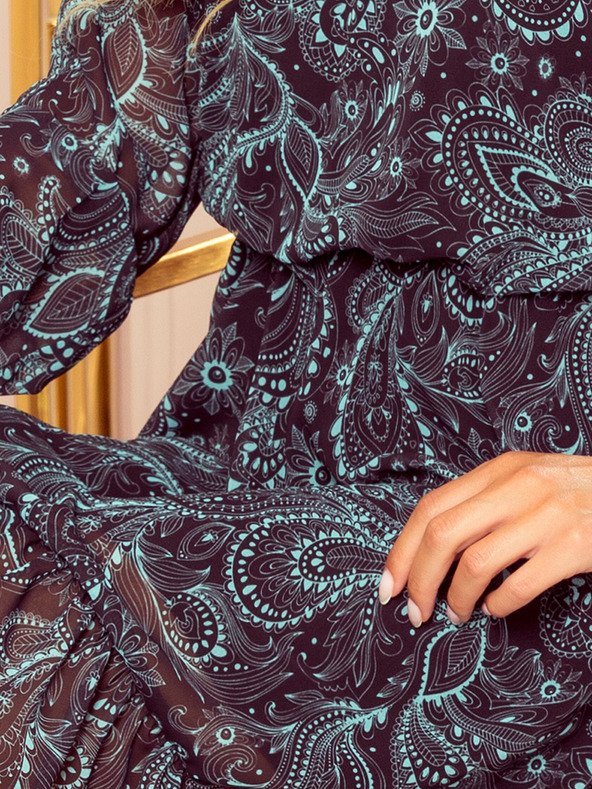 numoco Šaty s výstrihom - tyrkysové Numoco BAKARI