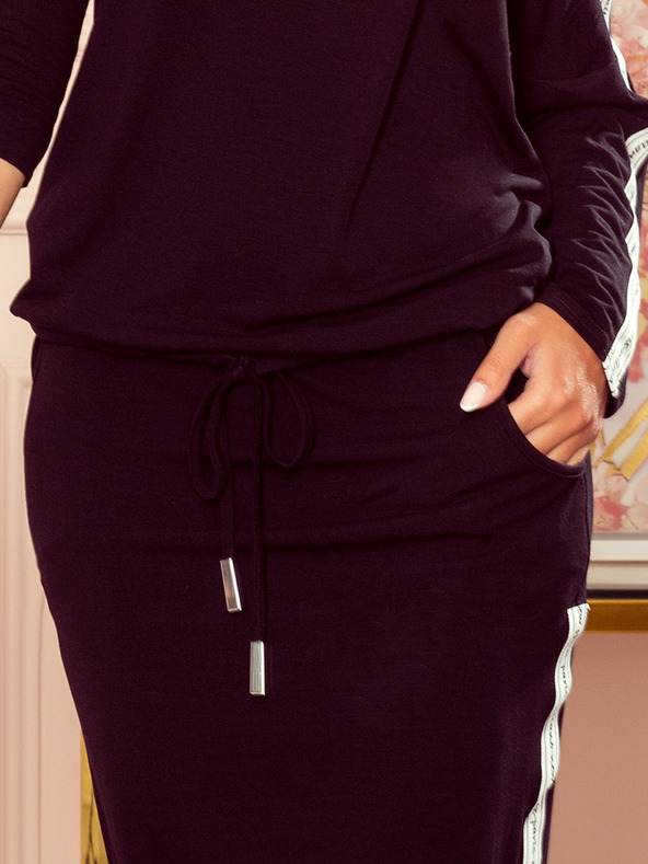 numoco Športové šaty s vreckami - čierne + pruhy Numoco