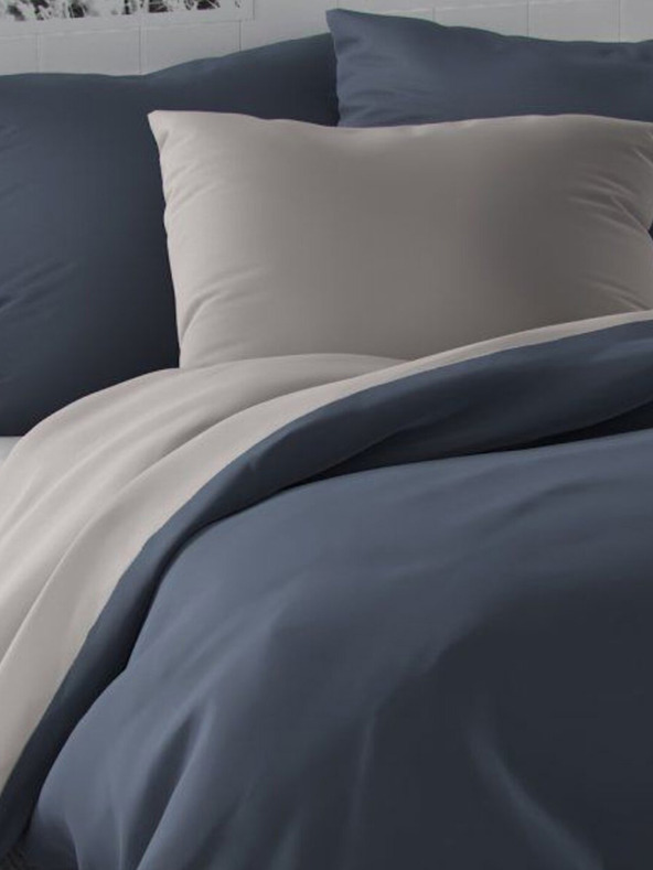 Kvalitex Saténová francúzska posteľná bielizeň LUXURY COLLECTION 1+2, 200x200, 70x90cm tmavosivá / svetlosivá