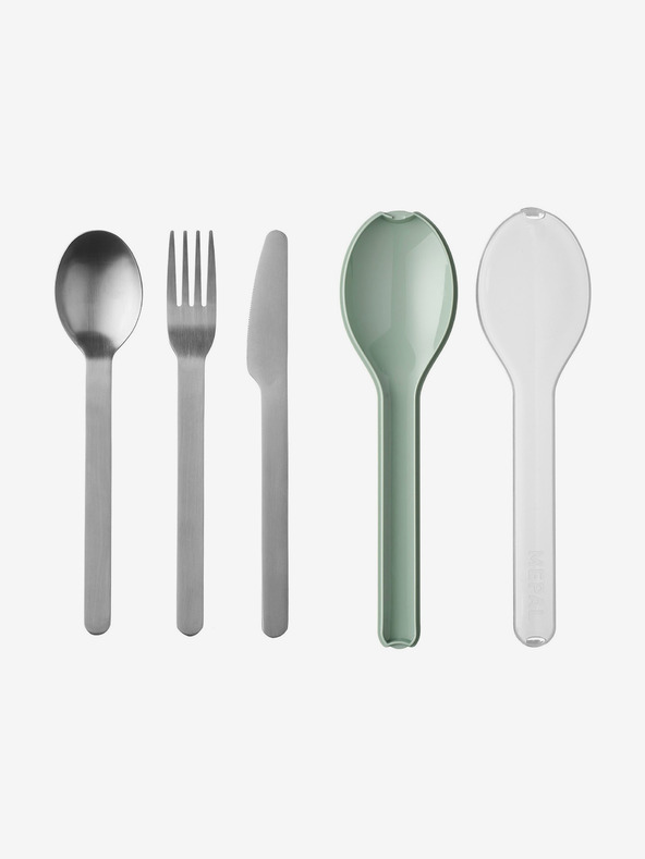 Mepal Cestovný príbor Mepal Ellipse z nehrdzavejúcej ocele v striebornej a zelenej farbe