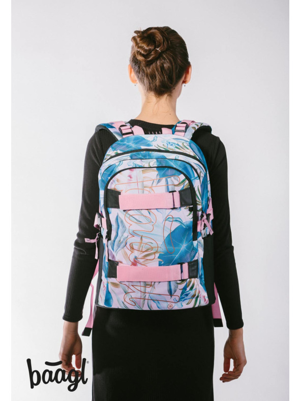 BAAGL  Fialový školský batoh Skate Leafs Baagl