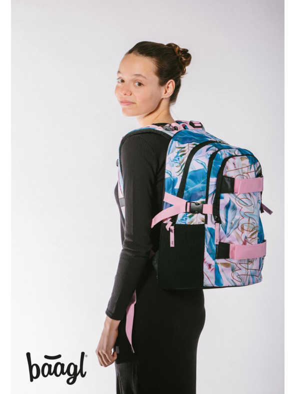 BAAGL  Fialový školský batoh Skate Leafs Baagl