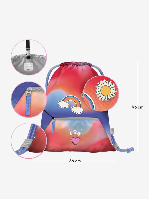 BAAGL  Červená 3 SET Airy Hippie: batoh, penál, taška Baagl