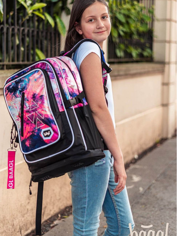 BAAGL  Ružový školský batoh Cubic Abstract Baagl