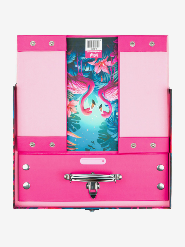 BAAGL  Ružový skladací školský kufor s príslušenstvom Baagl Plameniaci