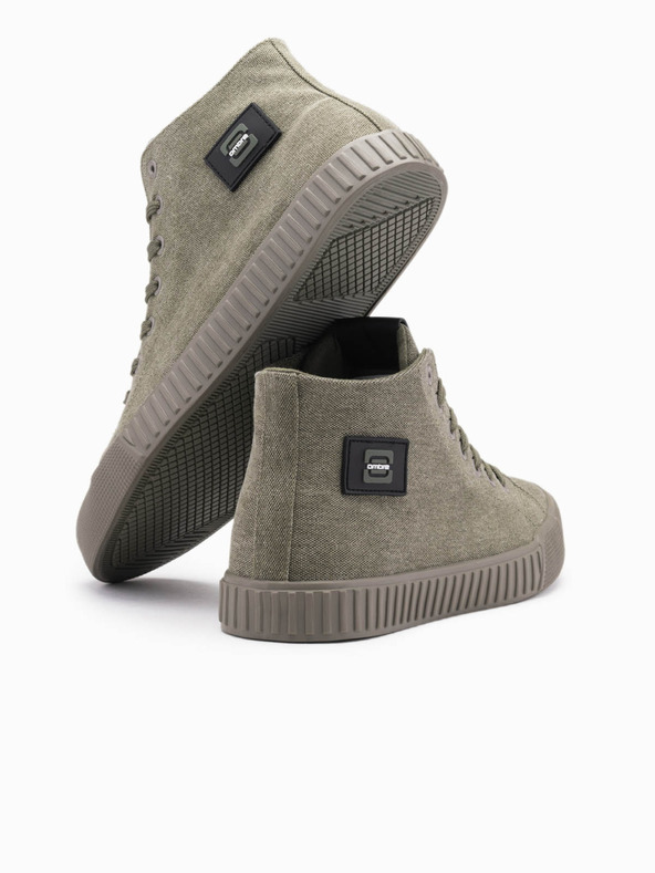 Ombre Clothing Pánske plátenné tenisky - olivové V2 OM-FOTH-0186 Ombre Clothing