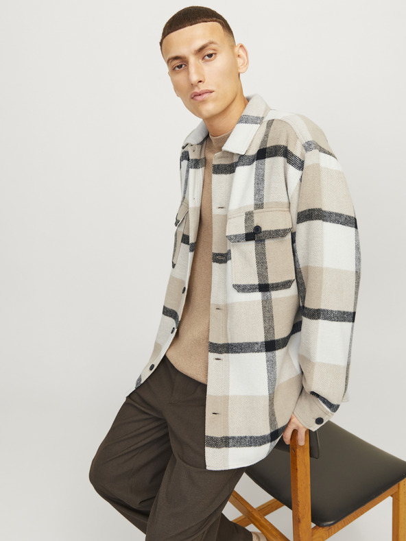 Jack & Jones Jack & Jones Pánske béžové vrchné tričko