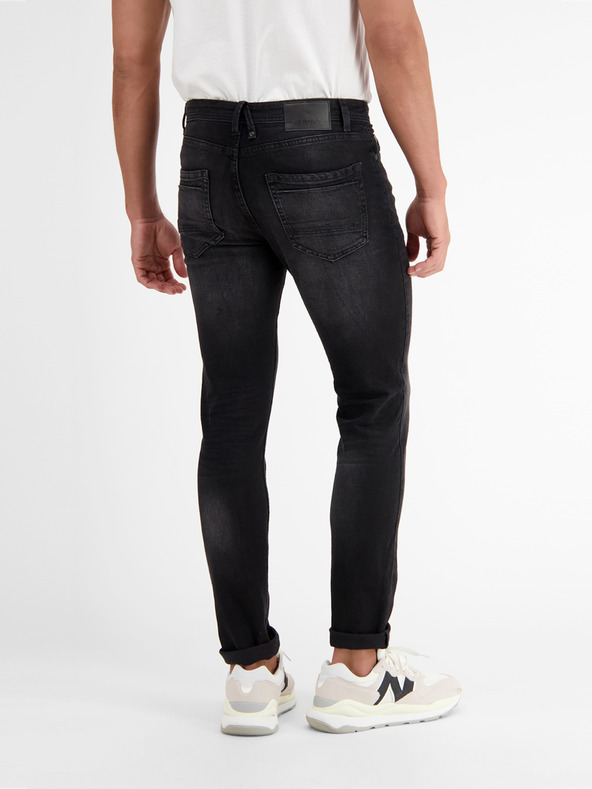 LERROS Tmavosivé pánske džínsy slim fit strihu s vyšívaným efektom LERROS