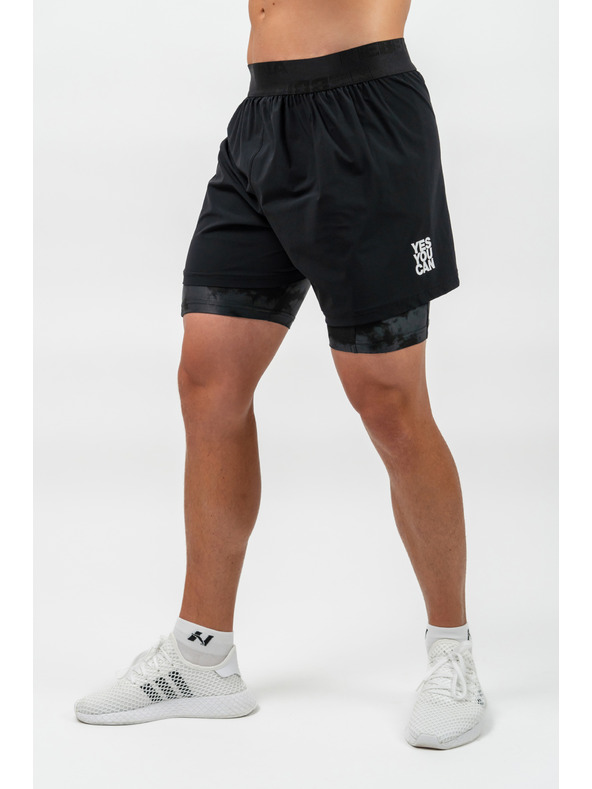 Nebbia Kompresné šortky 2v1 s vreckami na mobil PERFORMANCE 335 M,čierna