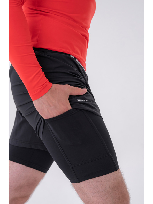 Nebbia Dvojvrstvové šortky s vreckami na mobil 318 M,sivá