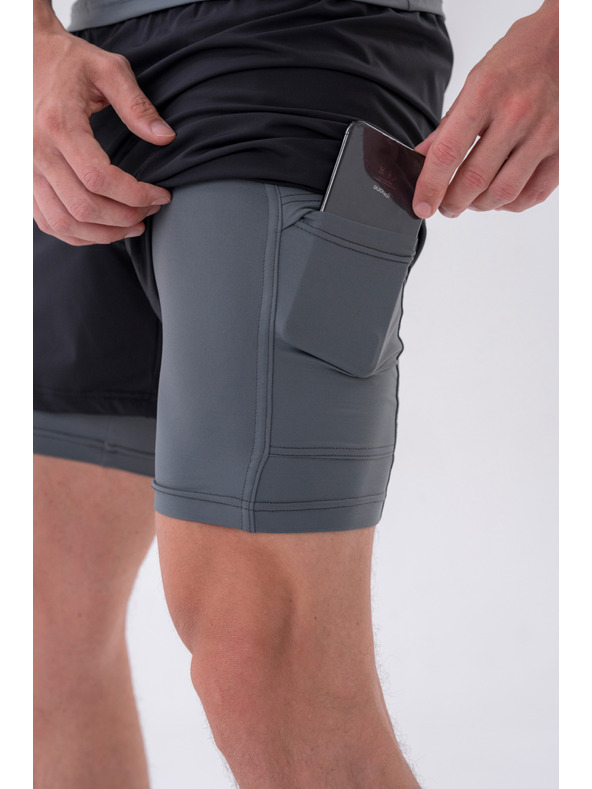 Nebbia Dvojvrstvové šortky s vreckami na mobil 318 M,sivá