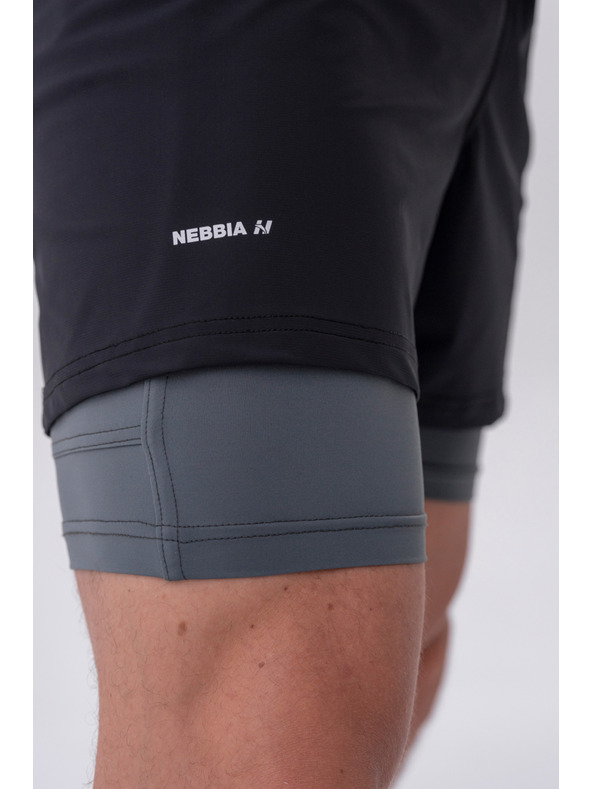 Nebbia Dvojvrstvové šortky s vreckami na mobil 318 M,sivá
