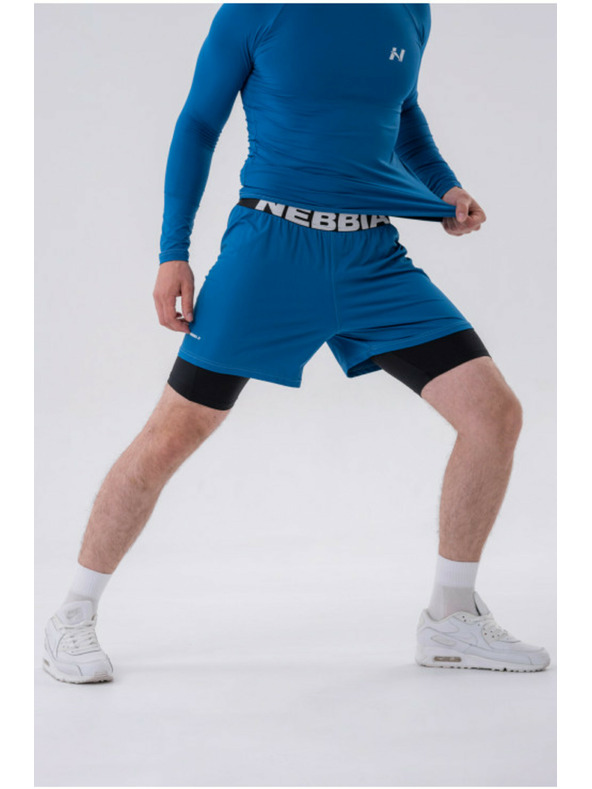 Nebbia Dvojvrstvové šortky s vreckami na mobil 318 Blue M,modrá