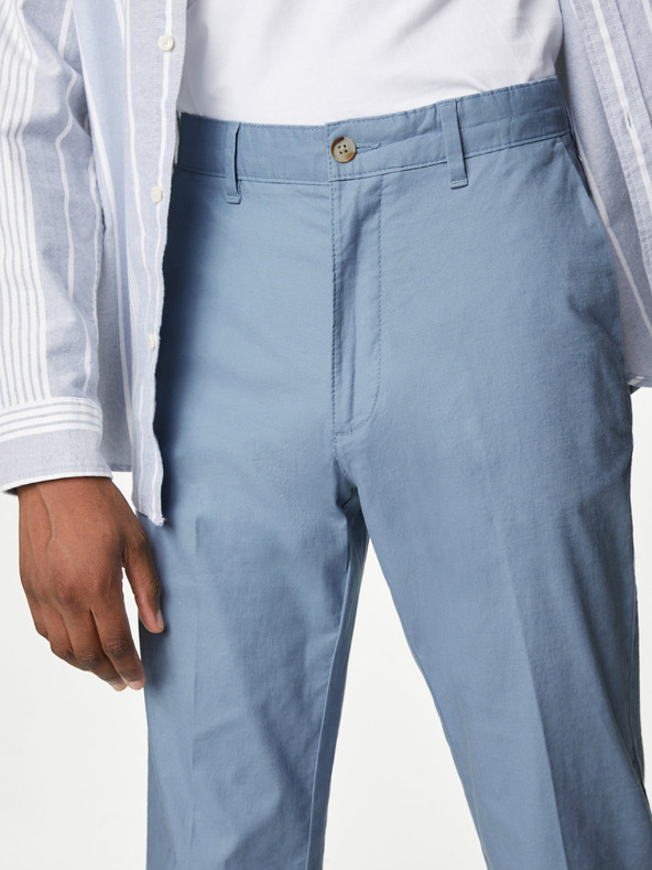 Marks & Spencer Modré pánske chino nohavice s plátnom Marks & Spencer