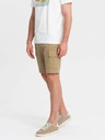 Ombre Clothing Pánske jednofarebné krátke nohavice s cargo vreckami - pieskové V1 OM-SRCG-0133 Oblečenie Ombre