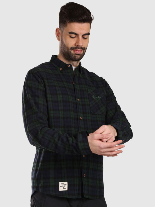 Kilpi Pánska športová flanelová košeľa Kilpi FLANNY-M Tmavo zelená