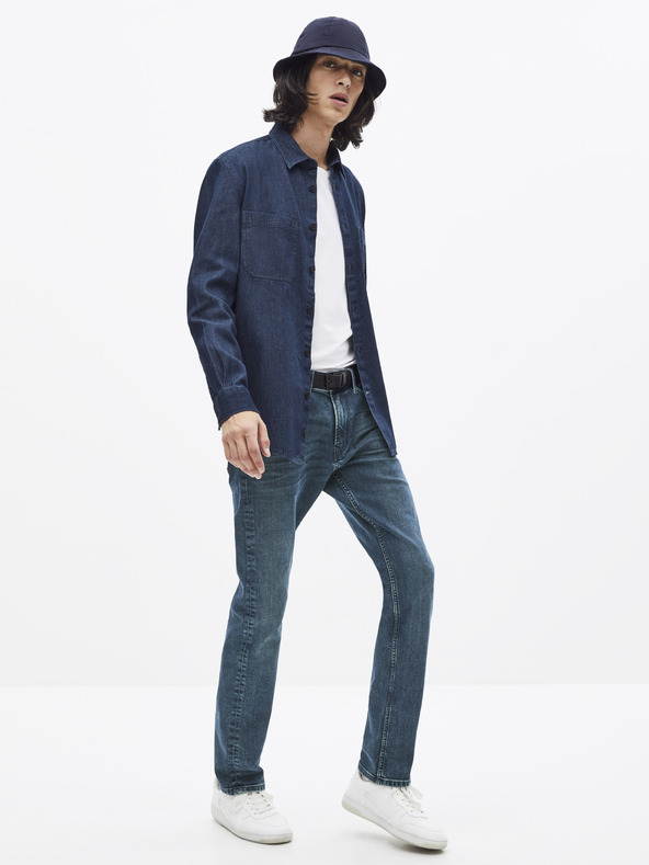 Celio Tmavomodrá džínsová košeľa Celio Sawork