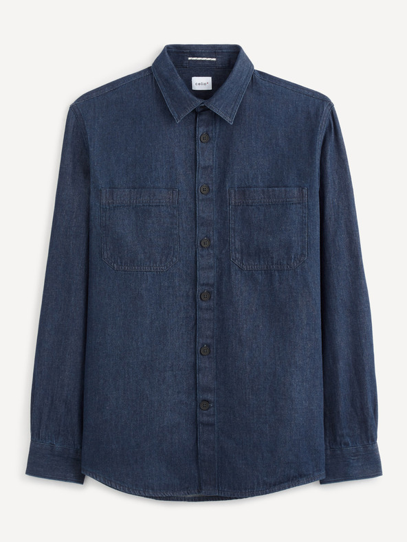Celio Tmavomodrá džínsová košeľa Celio Sawork