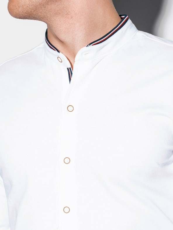 Ombre Clothing Pánska košeľa s dlhým rukávom K542 - biela