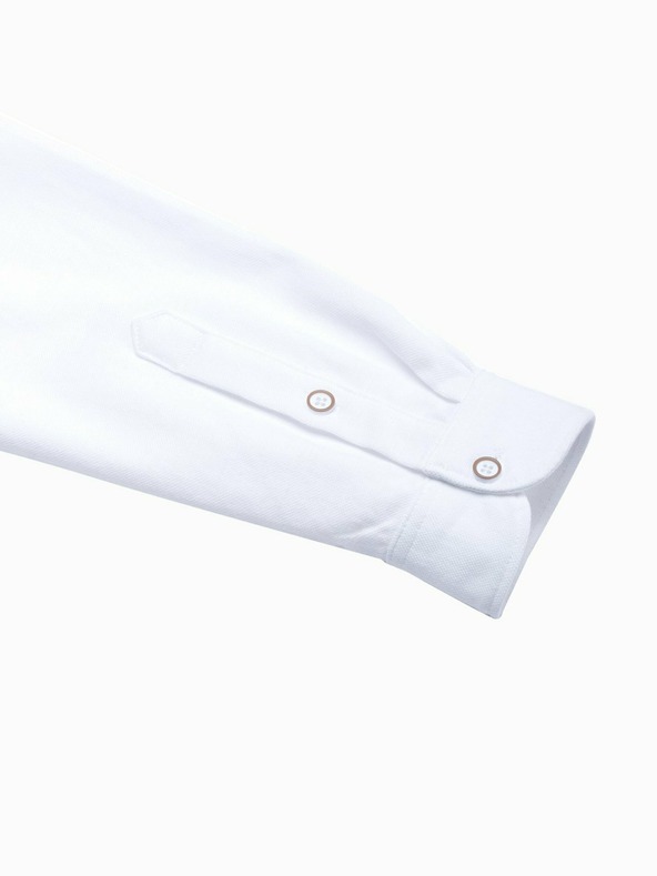 Ombre Clothing Pánska košeľa s dlhým rukávom K542 - biela